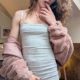 Ma queue de transsexuelle moulée dans ma robe grise Digoin 71